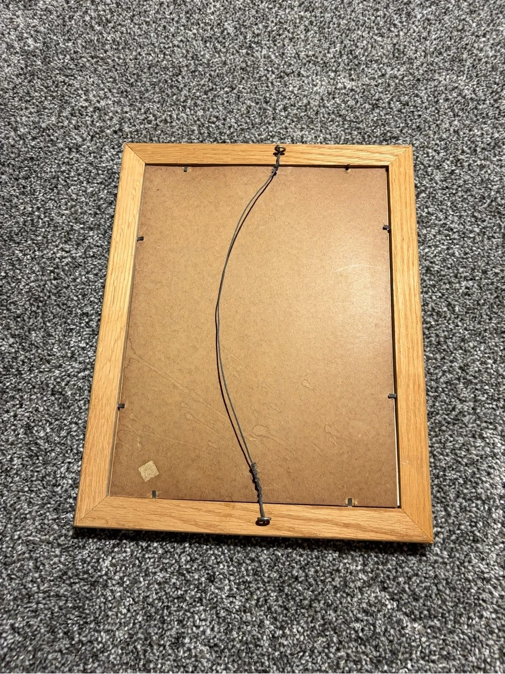 Vintage Solid Oak Wood Picture Frame with Beige Mat 9x12